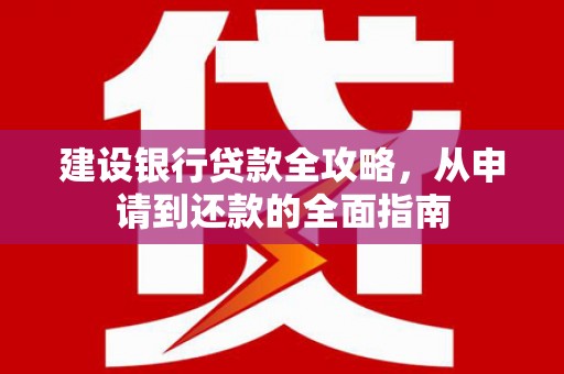 大安建设银行贷款全攻略，从申请到还款的全面指南