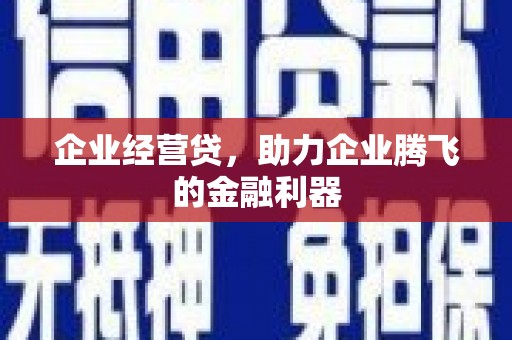 大安企业经营贷，助力企业腾飞的金融利器