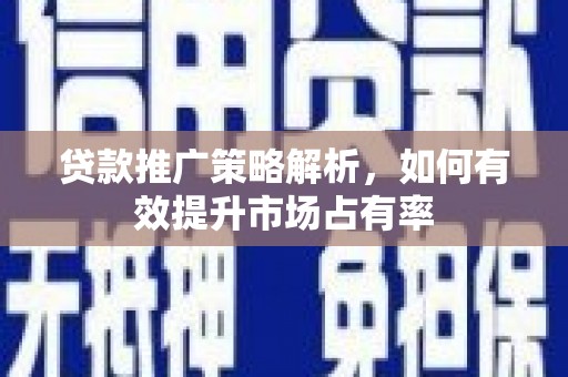 大安贷款推广策略解析，如何有效提升市场占有率
