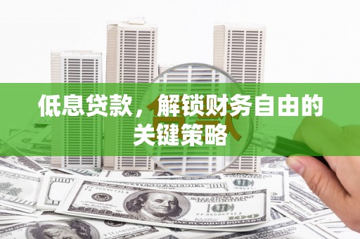 大安低息贷款，解锁财务自由的关键策略