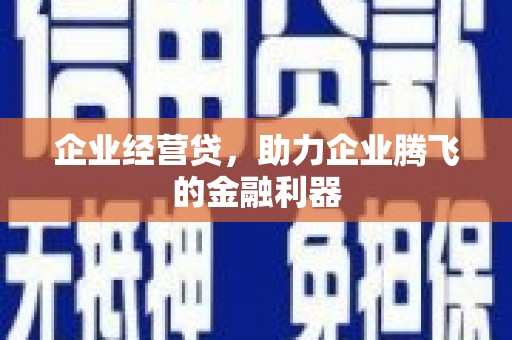 大安企业经营贷，助力企业腾飞的金融利器