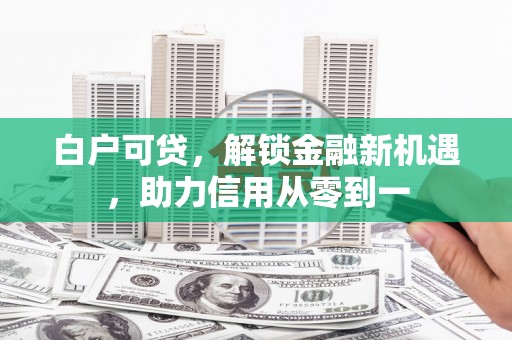 大安白户可贷，解锁金融新机遇，助力信用从零到一