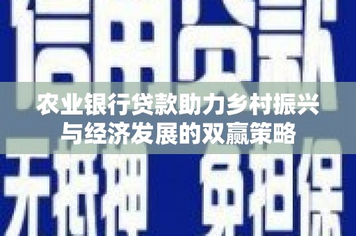 大安农业银行贷款助力乡村振兴与经济发展的双赢策略