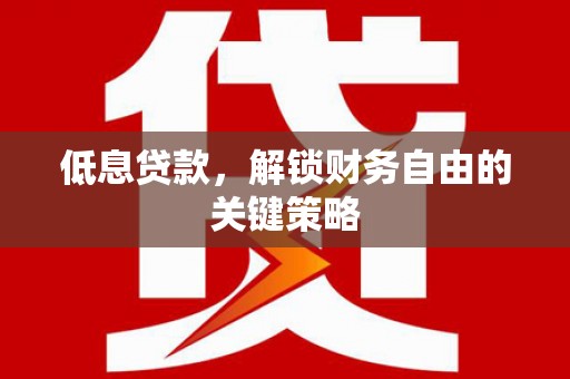 大安低息贷款，解锁财务自由的关键策略