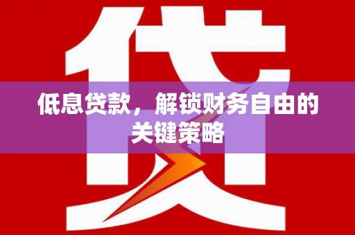 大安低息贷款，解锁财务自由的关键策略