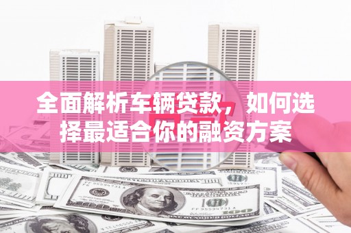 大安全面解析车辆贷款，如何选择最适合你的融资方案